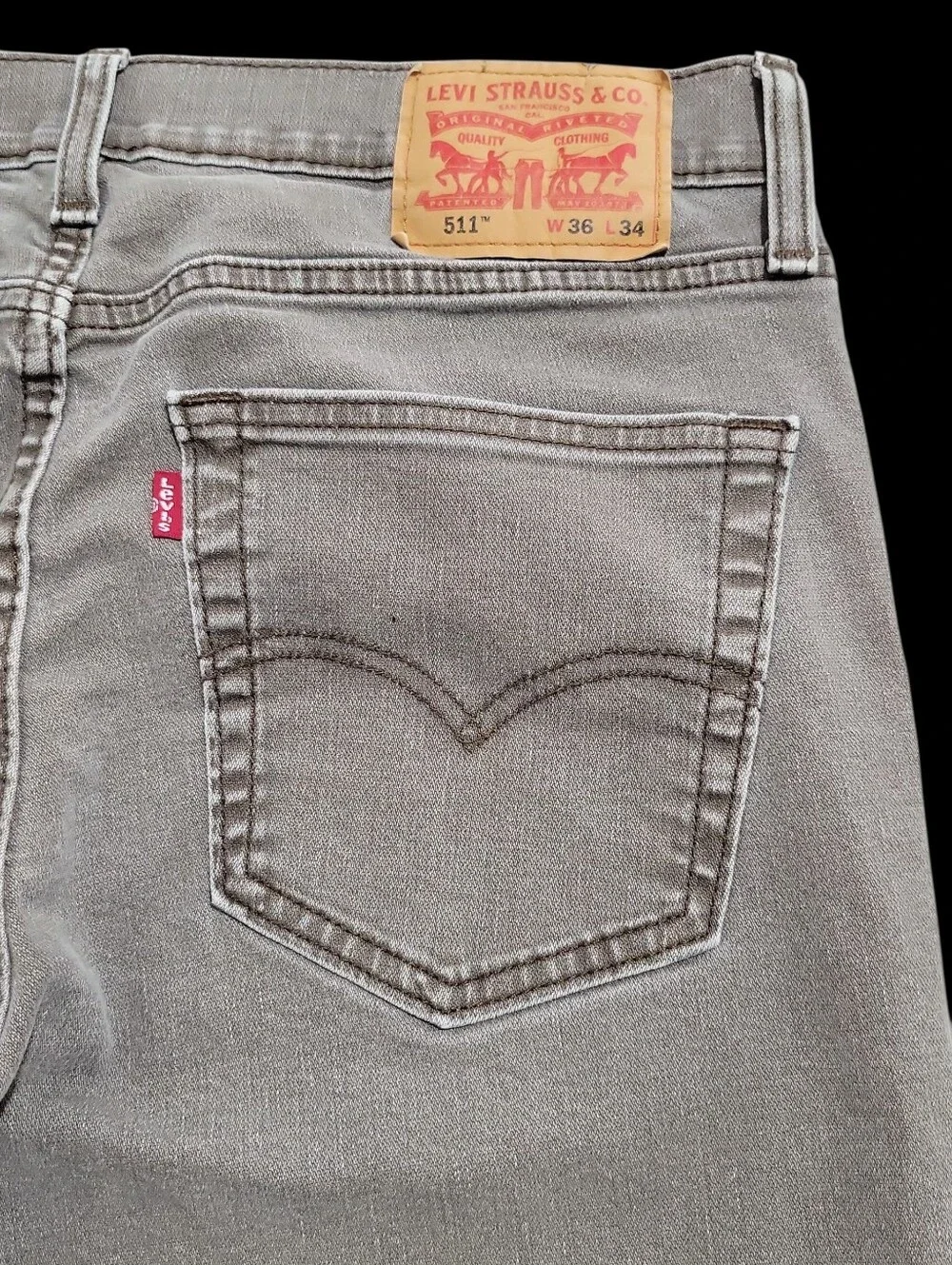 Levi’s Men’s Gray/Brown 511 Slim Fit Stretch Denim Jeans Low Rise 5-Pocket 36×34